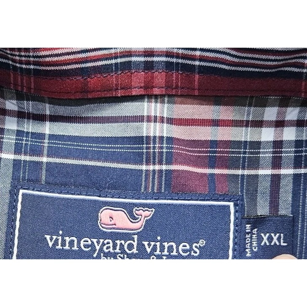 Vineyard Vines Men's XXL Slim Fit Tucker Shirt Stretch Blue Red Check Button - Picture 5 of 10